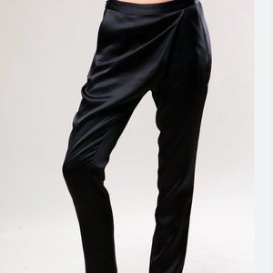 NWT Michelle Mason Wrap Front Silk Pants in Mignight, Size 8